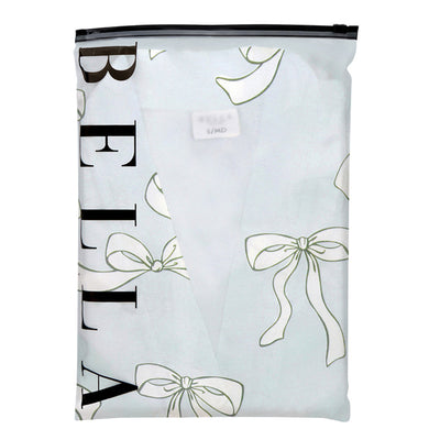 Blue Bow Satin Ruffled Robe | Putti Fine Fashions