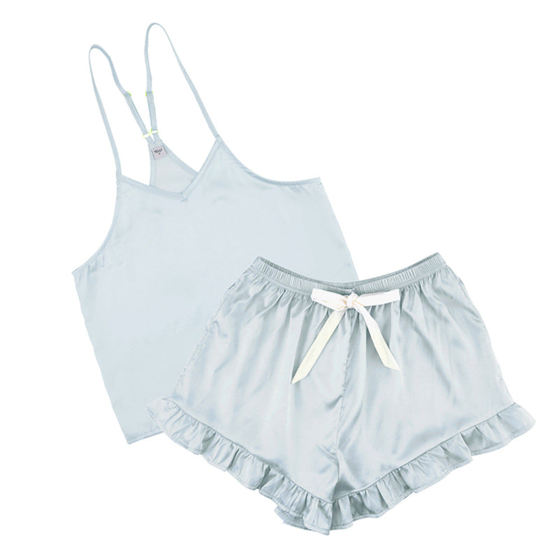 Cami + Velvet Ruffled Short - Blue | Putti Fine Fashions