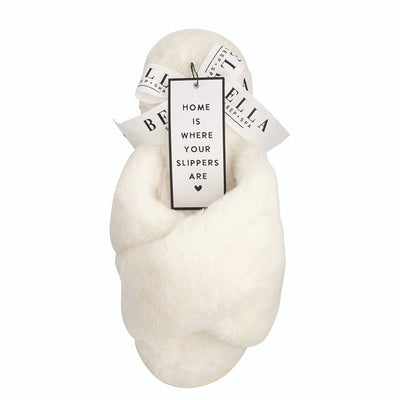 Plush Slippers - Ivory Criss-Cross