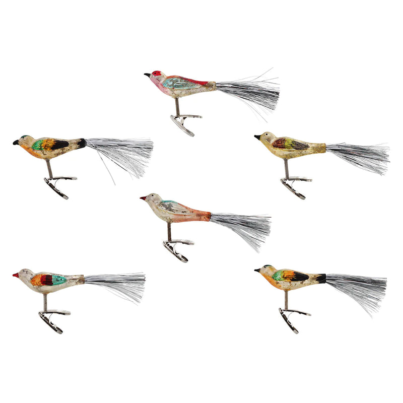 Vintage Style Glass Clip Birds