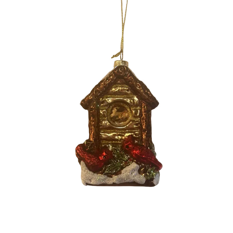 Red Cardinal Bird House Glass Ornament | Putt Christmas Decorations
