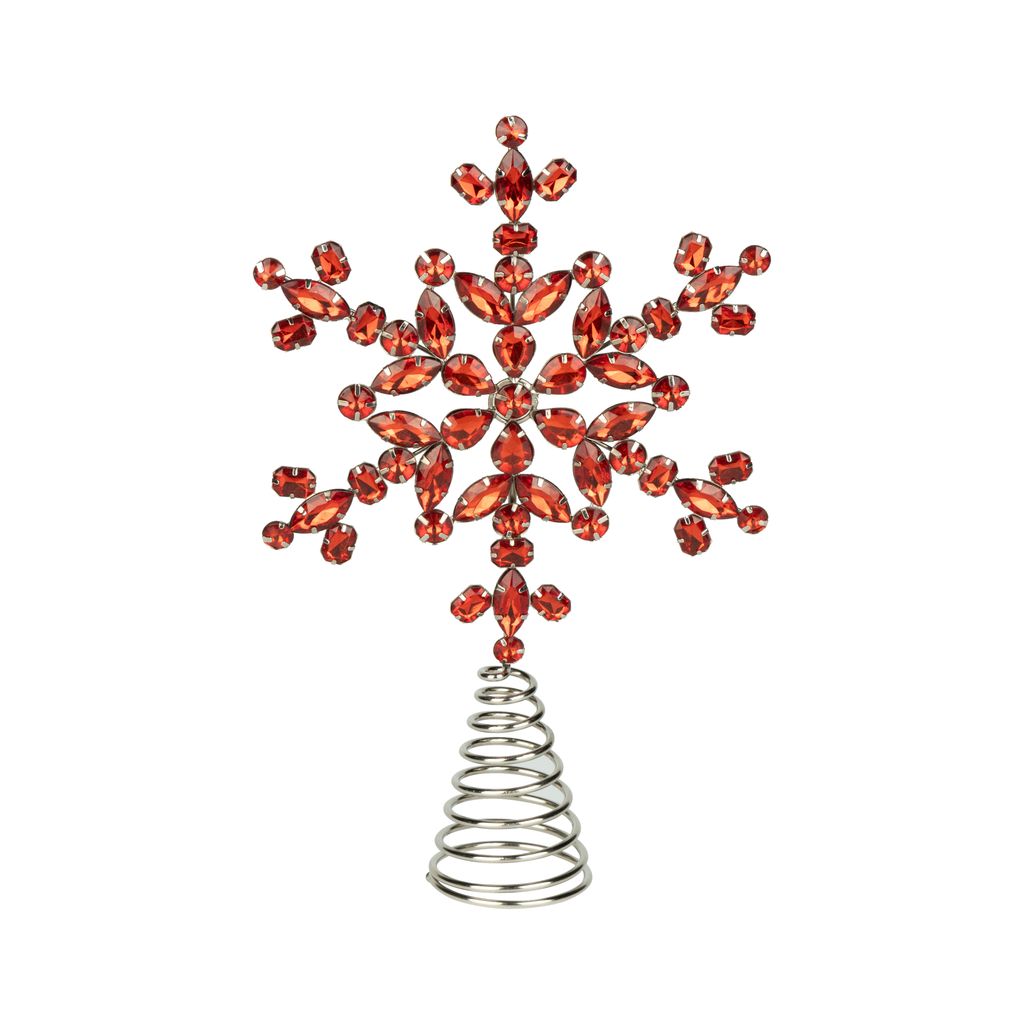 Red Jewelled Snowflake Christmas Tree Topper  | Putti Christmas