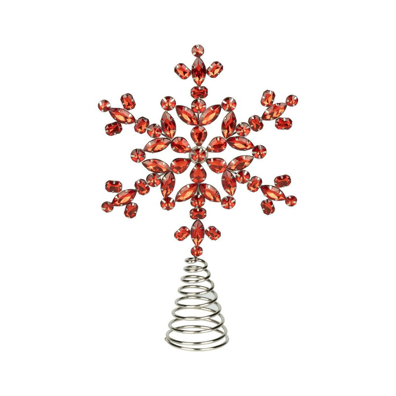 Red Jewelled Snowflake Christmas Tree Topper  | Putti Christmas
