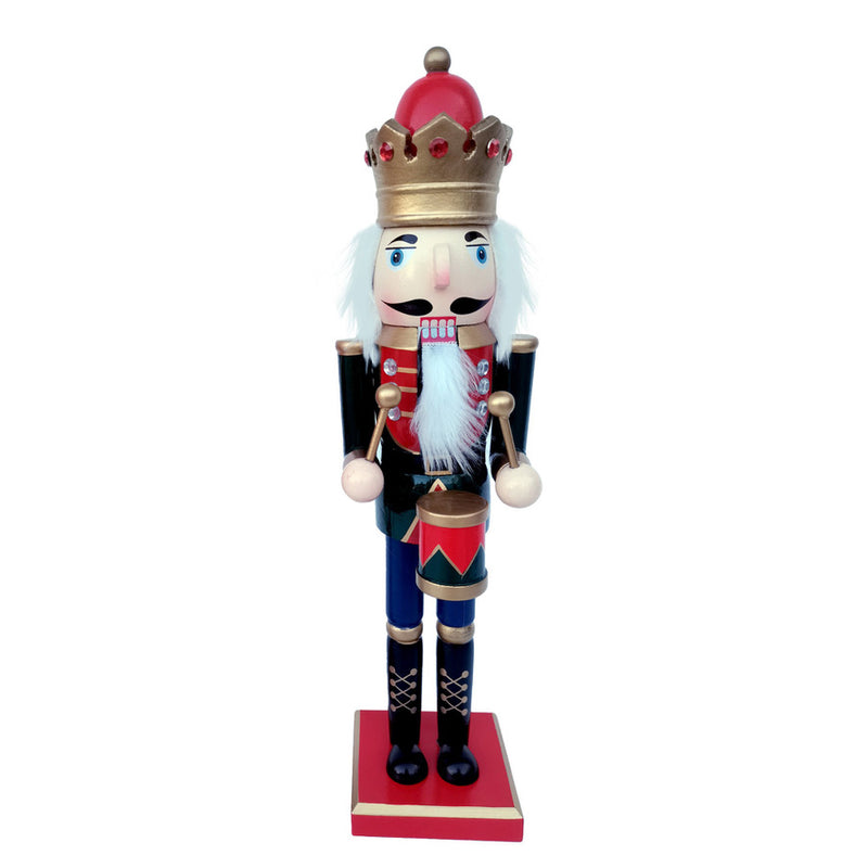Red and Black Nutcracker King with Drum | Putti Christmas Decorations