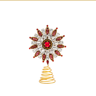 Revelry Jeweled Tree Topper - Red | Putti Christmas Decorations