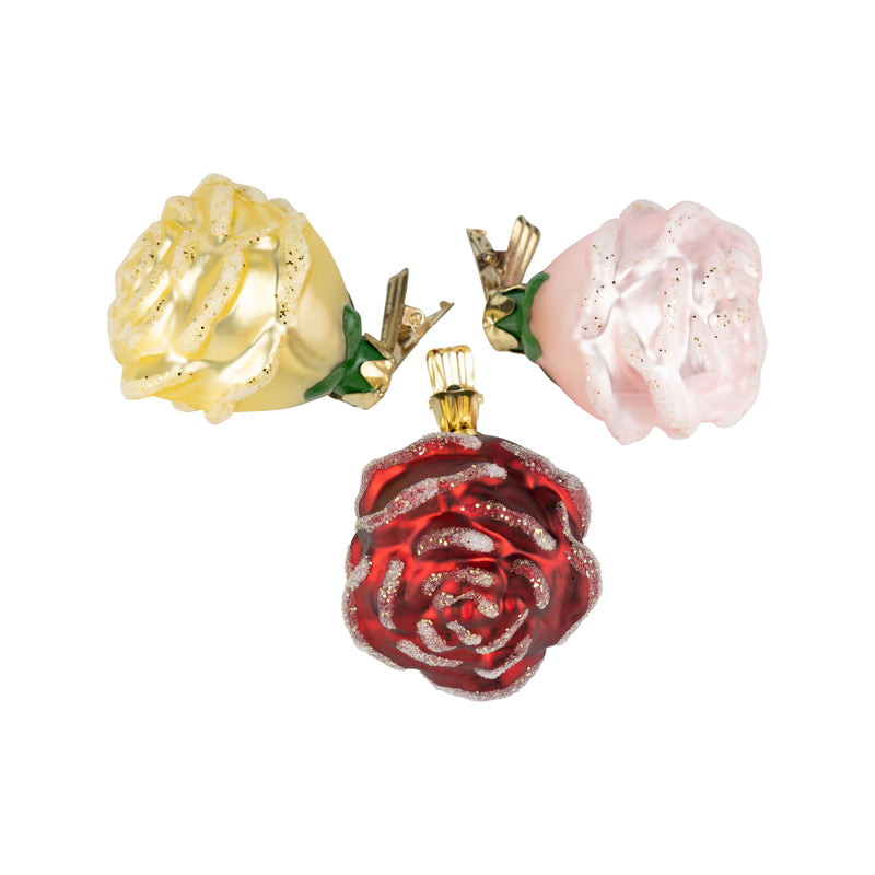 Rose Clip Glass Ornament | Putti Christmas Canada