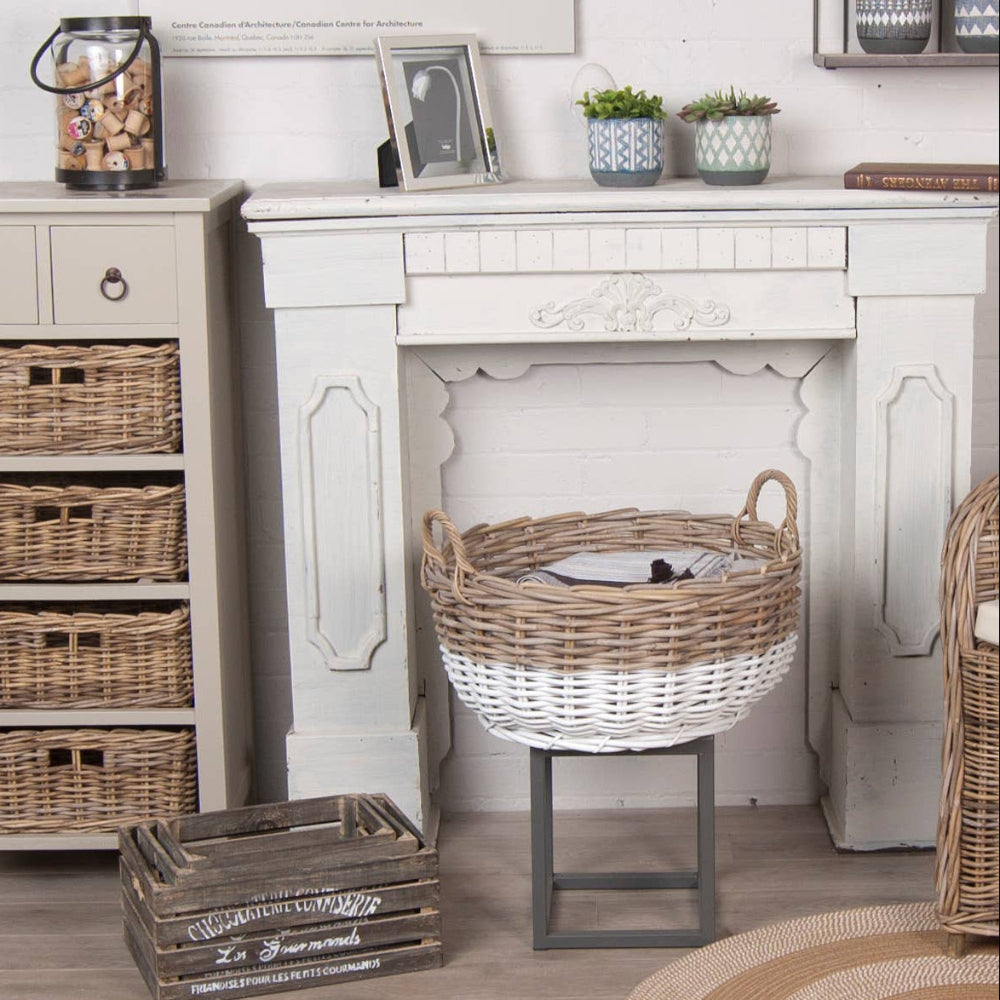 Round Two Tone Wicker Basket | Putti Fine Furnishings