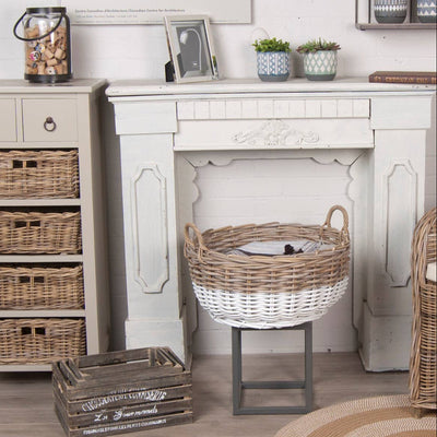 Round Two Tone Wicker Basket | Putti Fine Furnishings