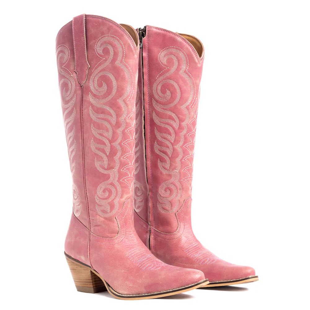 Nalejandra Leather Boots - Pink