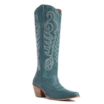 Nalejandra Leather Boots - Turquoise | Putti Fine Fashions