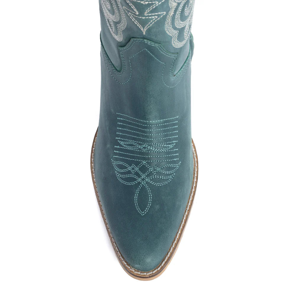 Nalejandra Leather Boots - Turquoise | Putti Fine Fashions