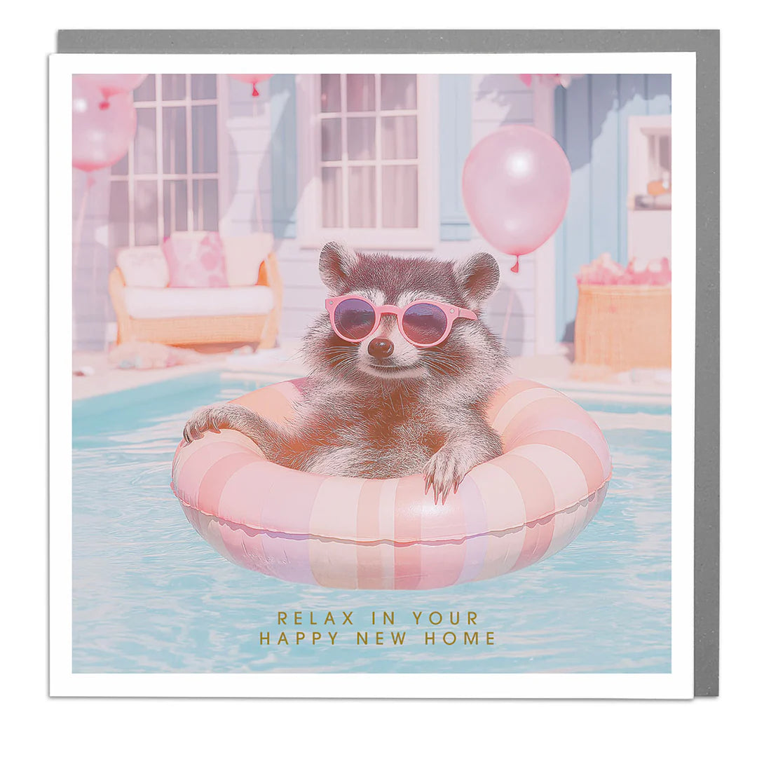 Racoon New Home Greeting Card  | Putti Fine Furnishings