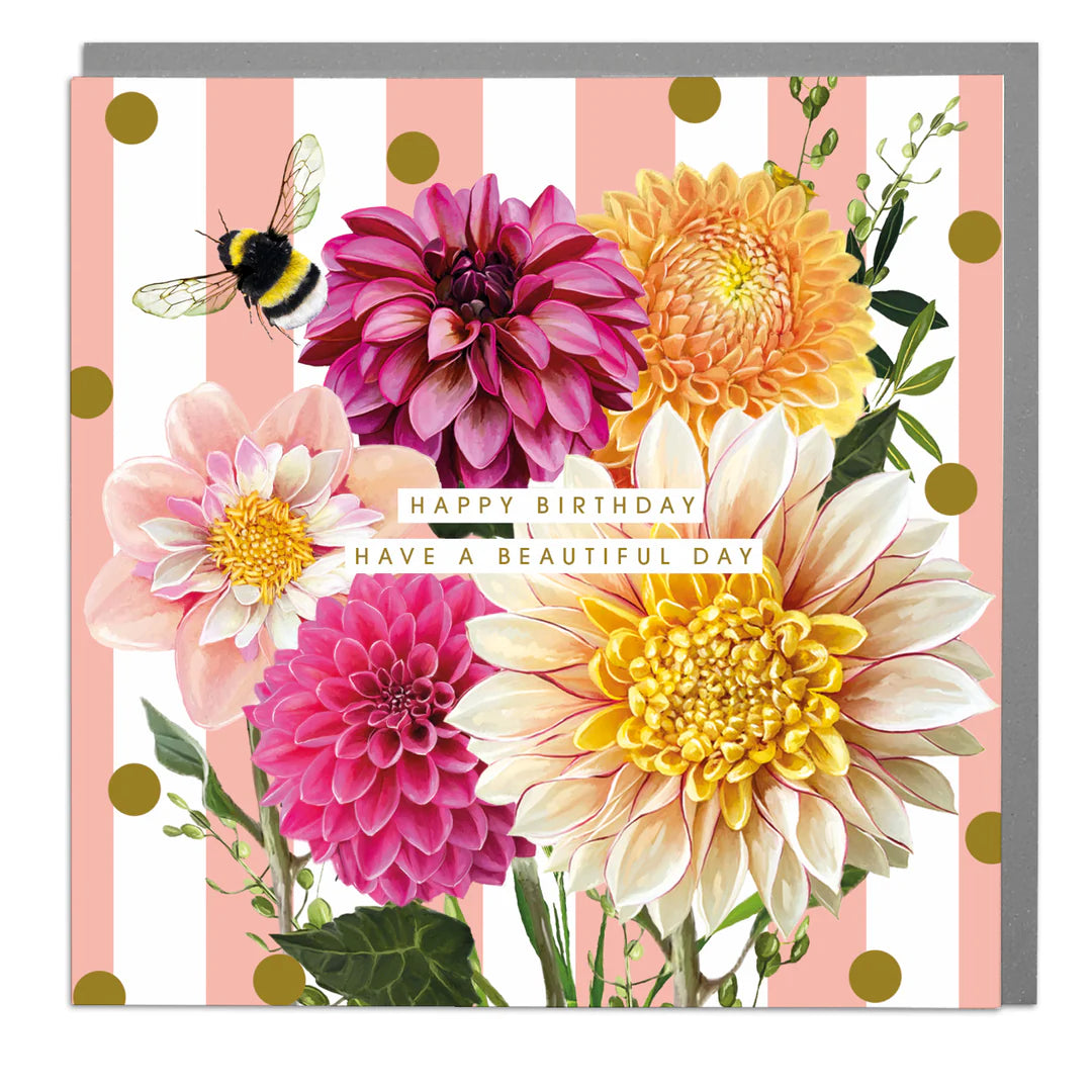 "Happy Birthday" Dahlia Greeting Card