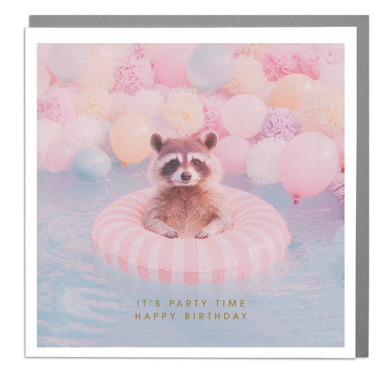 Lola Design Raccoon"Happy Birthday" Greeting Card | Putti Fine Furnishings