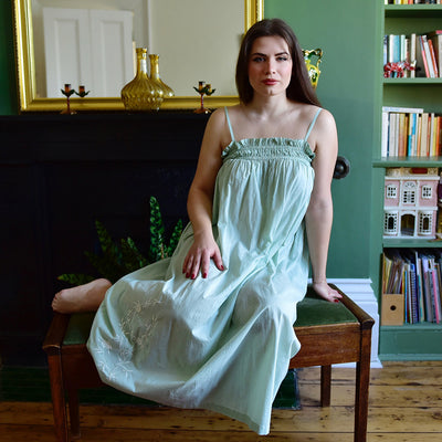 "Francesca" Green Cotton Nightdress