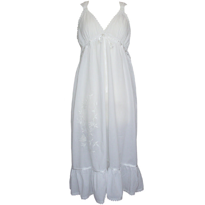 "Joanna" White Strappy Cotton Nightdress