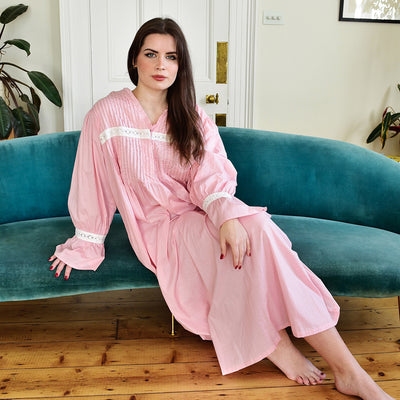 Pink "Anna" Long Sleeve Nightdress | Putti Fine Fashions Canada
