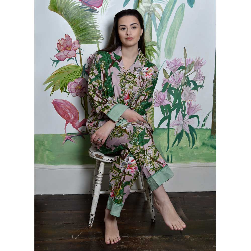 Pink Stargazer Lily Print Ladies Pyjamas | Putti Fine Fashions Canada