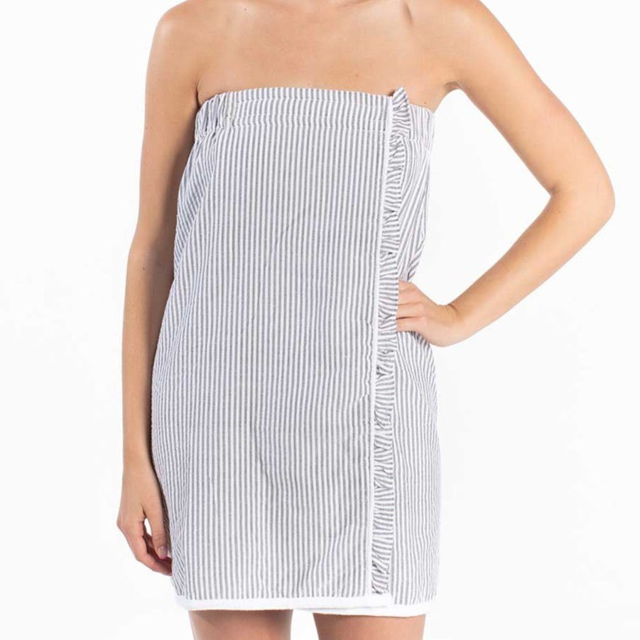 Seersucker Spa Wrap - Black