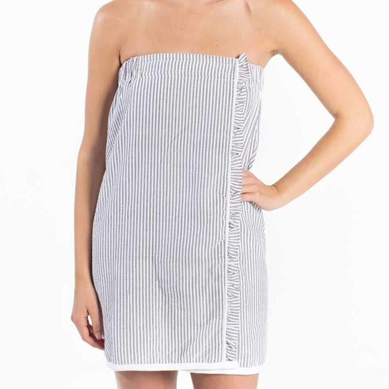 Seersucker Spa Wrap - Black