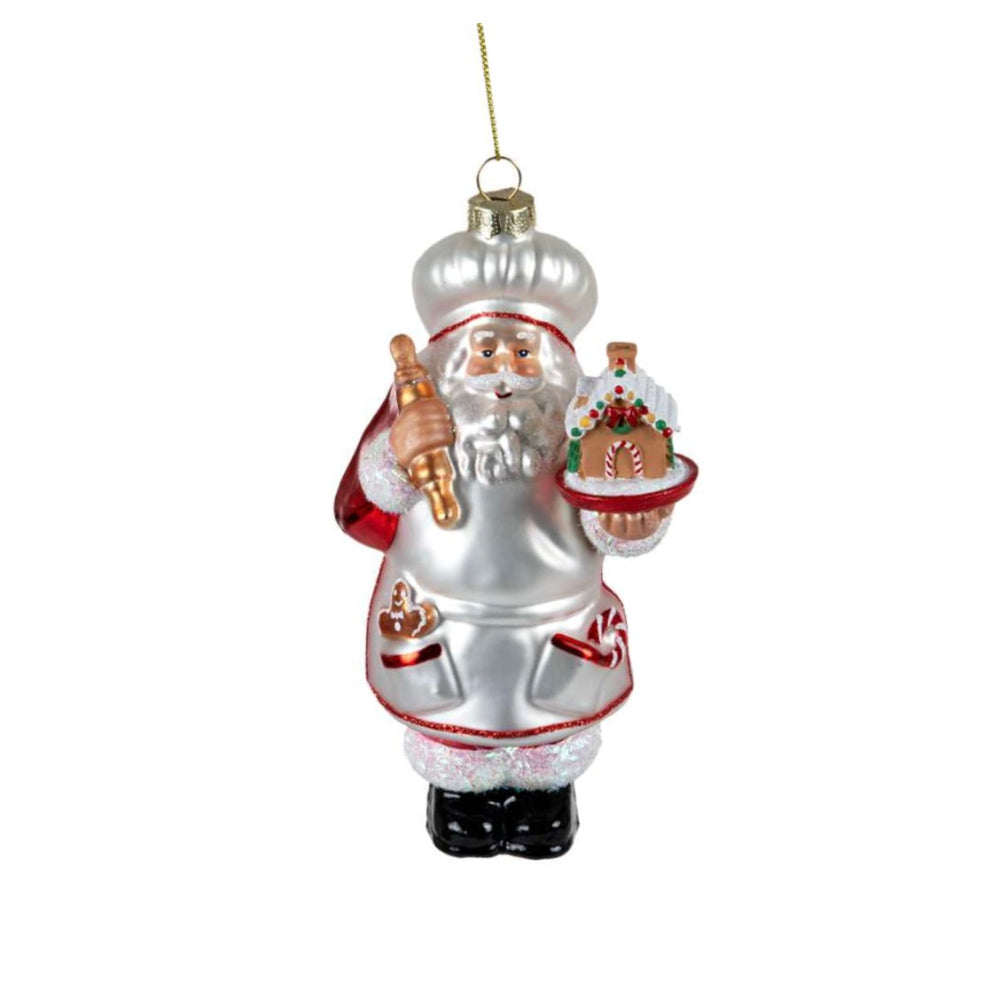 Santa Baker Glass Ornament | Putti Christmas Decorations