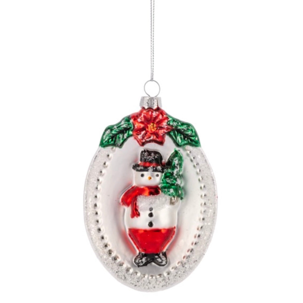 Santa & Snowman Plaque Ornaments | Putti Christmas Decorations