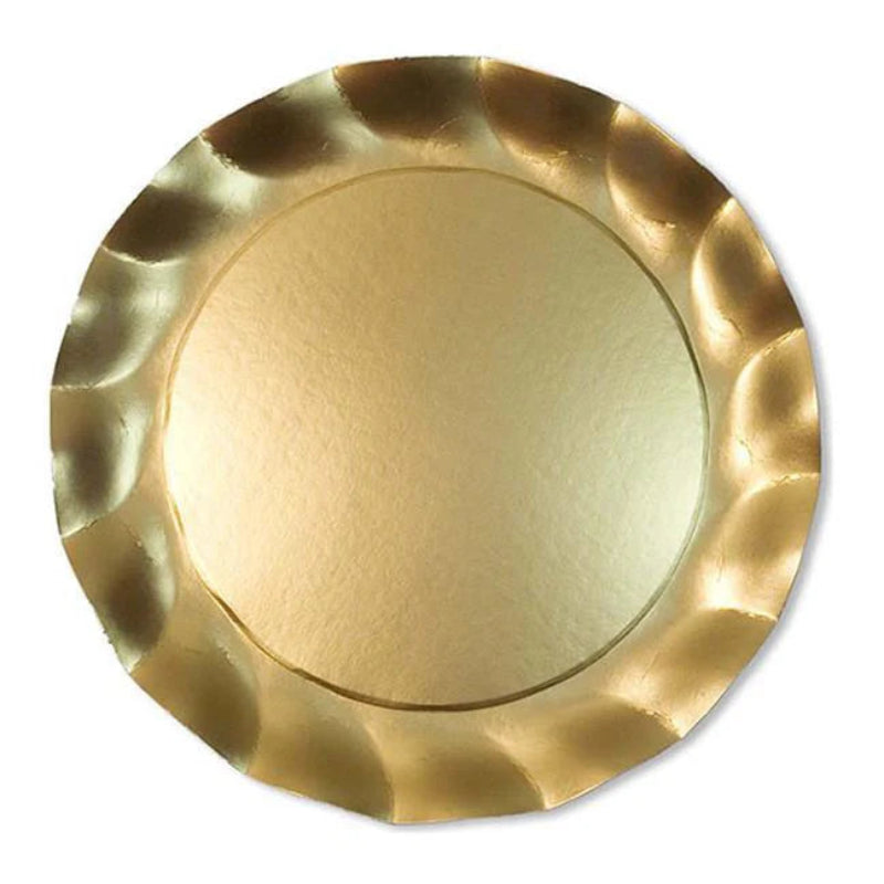 Sophistiplate Satin Gold Wavey Paper Charger Plates | Putti Party Supplies