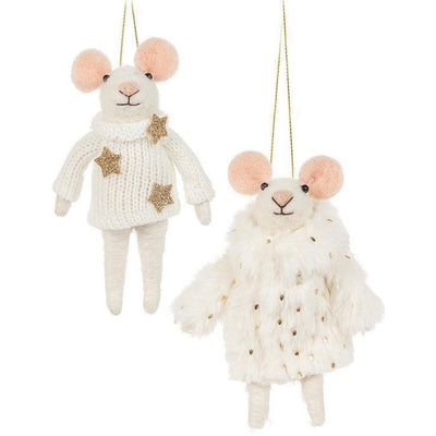 Fancy Winter Mouse Felt Ornament - Boy | Putti Christmas Decorations