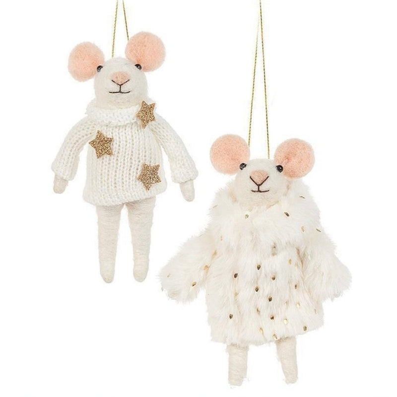 Fancy Winter Mouse Felt Ornament - Girl