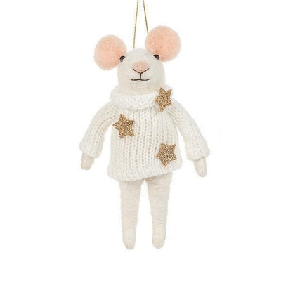 Fancy Winter Mouse Felt Ornament - Boy | Putti Christmas Decorations