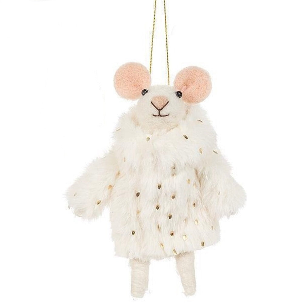 Fancy Winter Mouse Felt Ornament - Girl