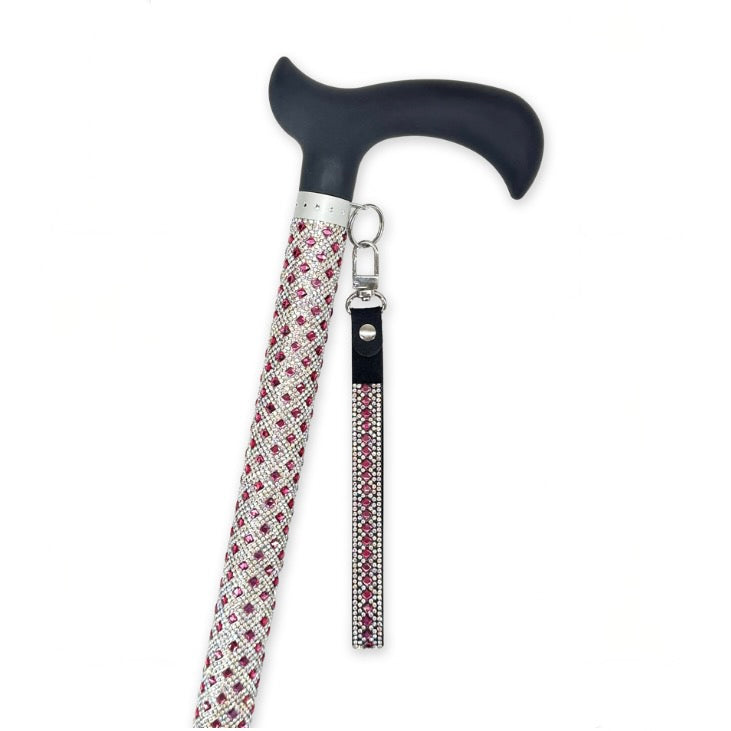 Jacqueline Kent "Sugar Cane" Pink and Silver Adjustable Medical Cane | Putti
