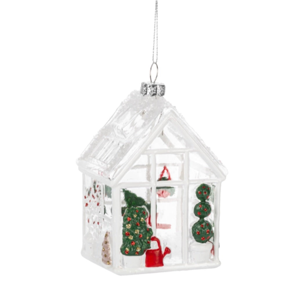White Greenhouse Glass Ornament  | Putti Christmas Celebrations Canada