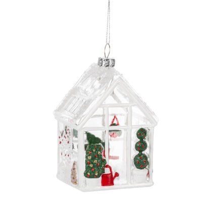 White Greenhouse Glass Ornament  | Putti Christmas Celebrations Canada