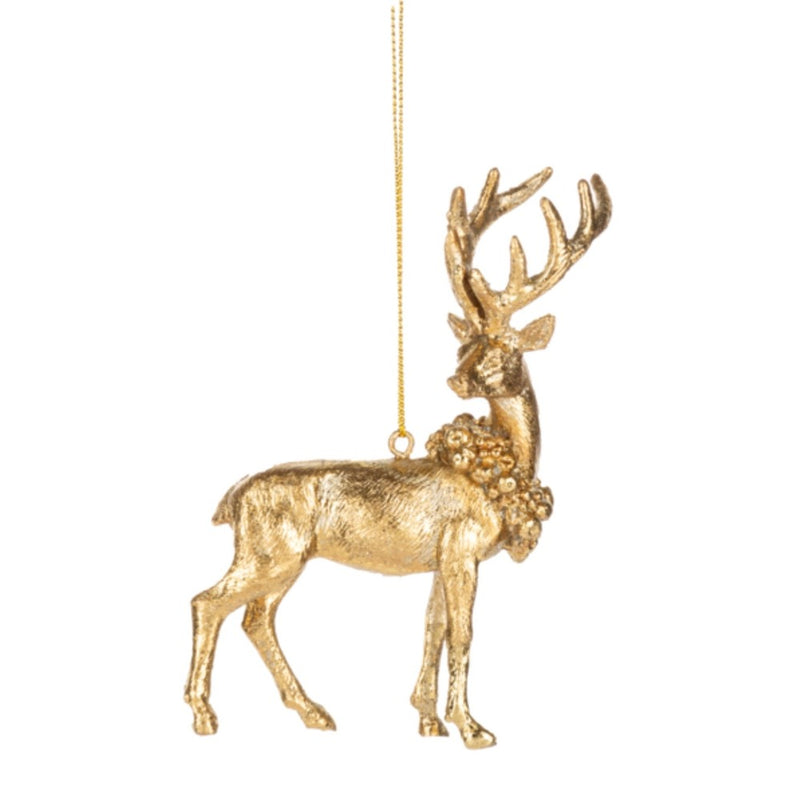Gold Deer with Wreath Decoration