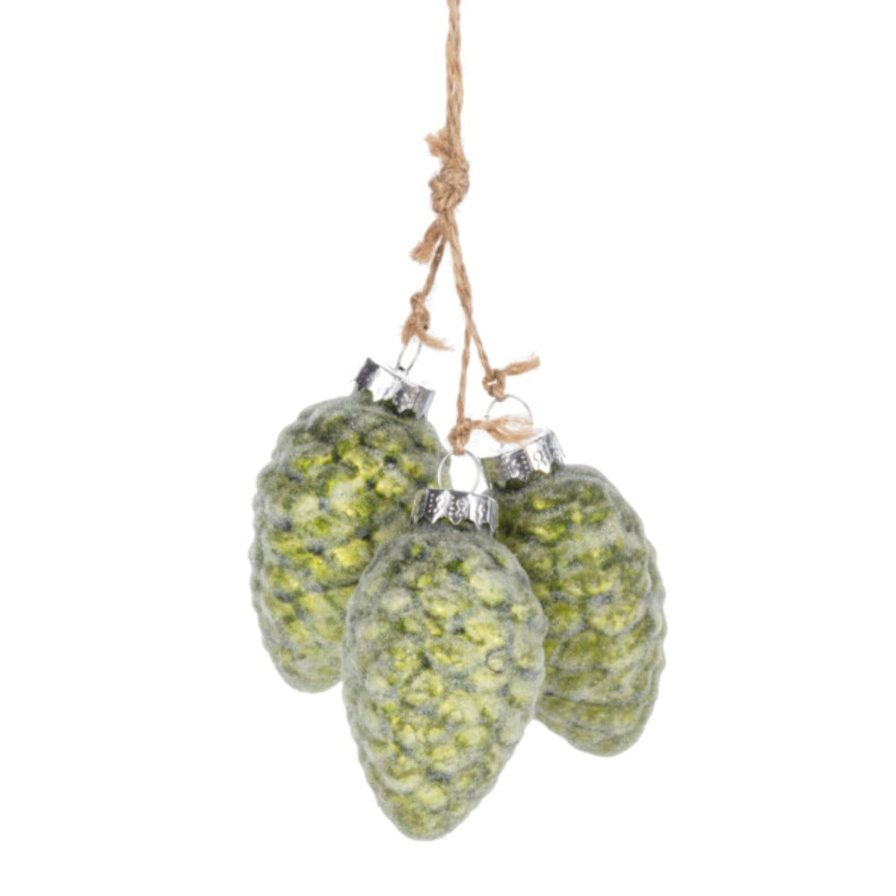 Pinecone Cluster Glass Ornament | Putti Christmas Decorations