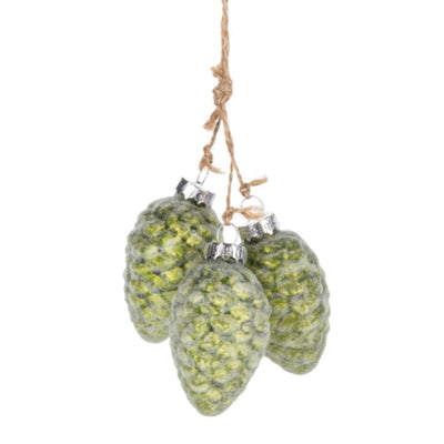 Pinecone Cluster Glass Ornament | Putti Christmas Decorations