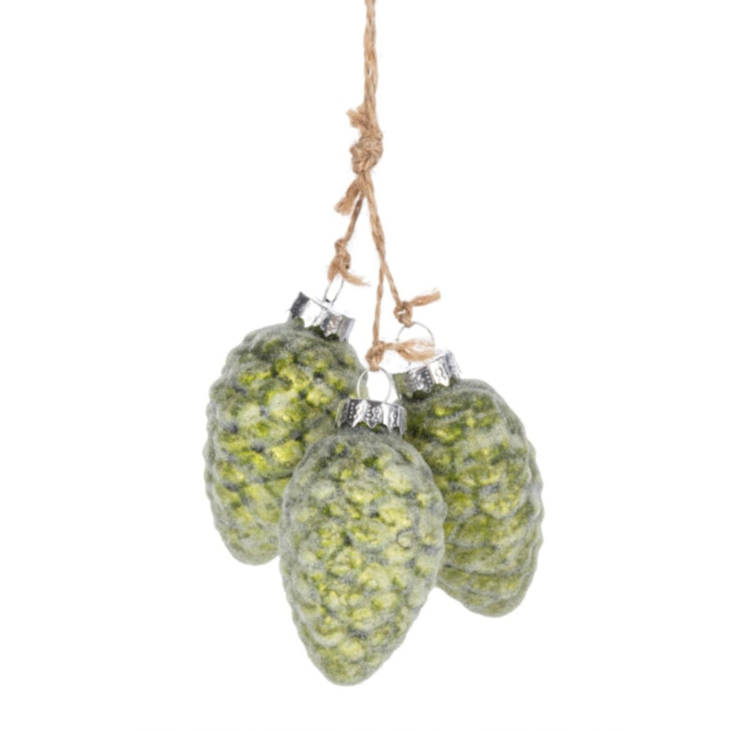 Pinecone Cluster Glass Ornament | Putti Christmas Decorations