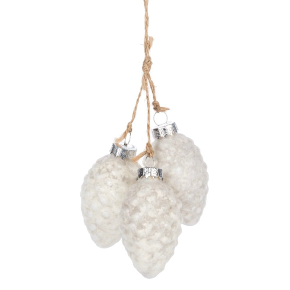 Pinecone Cluster Glass Ornament | Putti Christmas Decorations