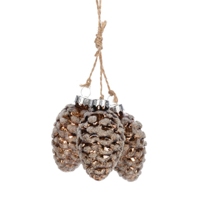 Pinecone Cluster Glass Ornament | Putti Christmas Decorations