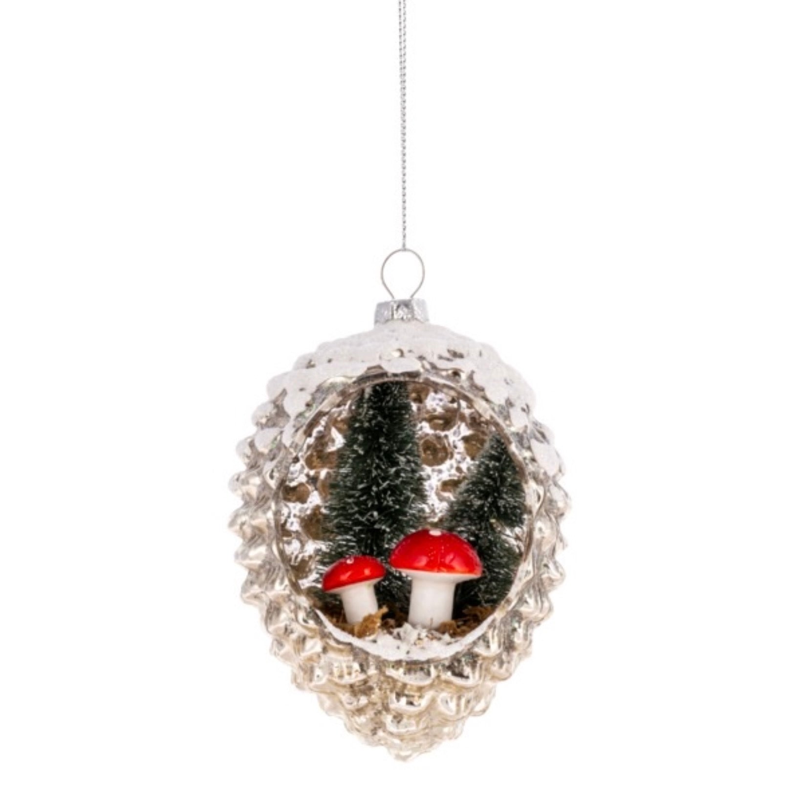 Mushroom Diorama Glass Ornament