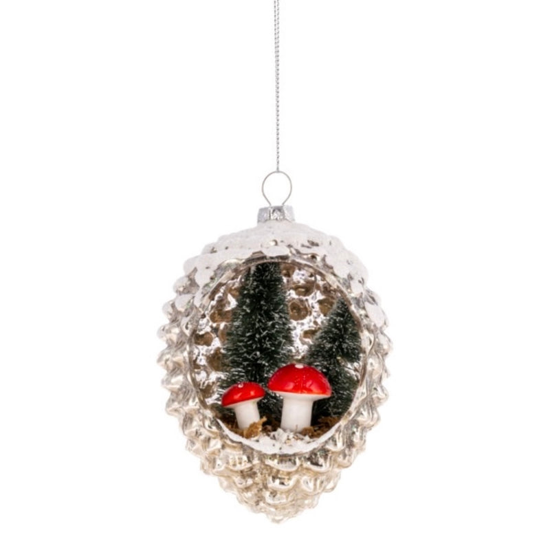 Mushroom Diorama Glass Ornament