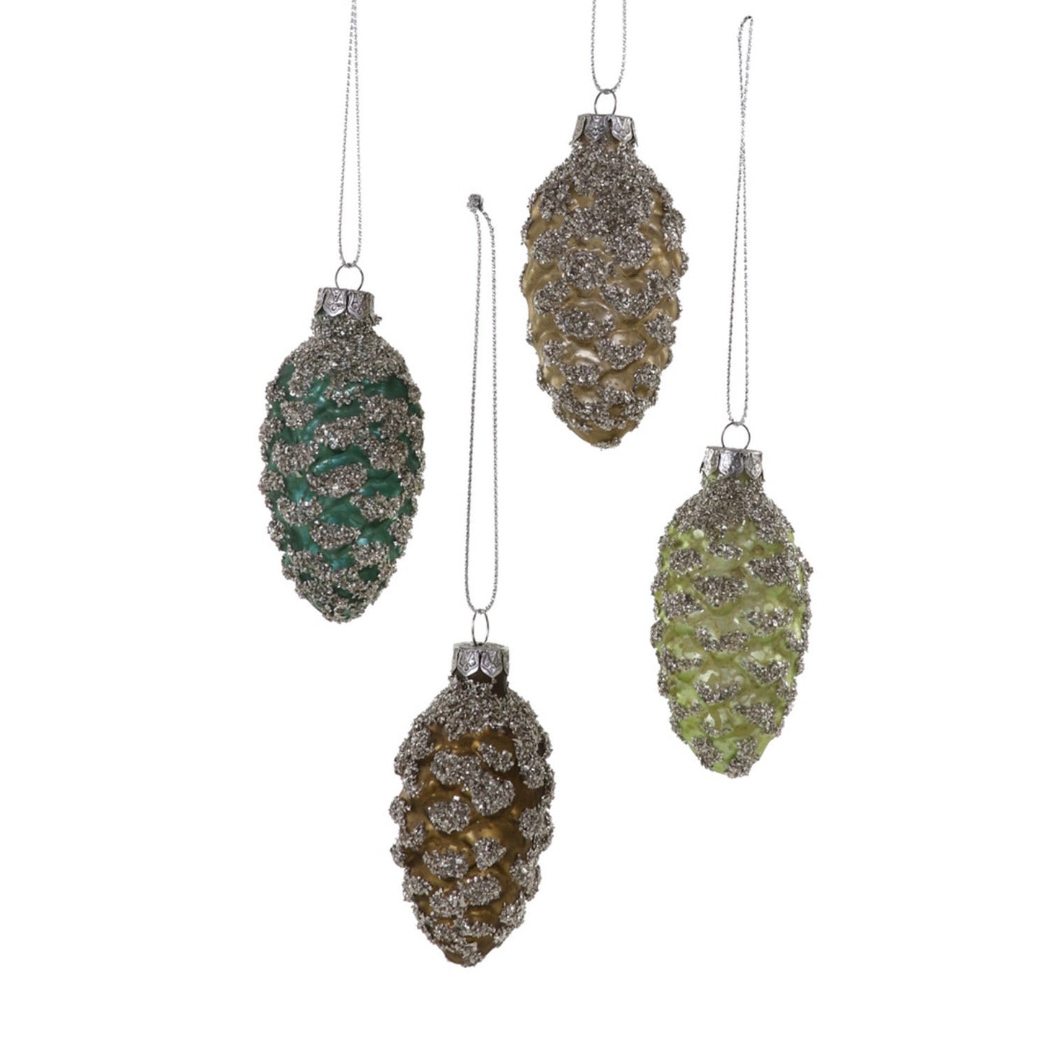 Cody Foster Glittered Glass Pinecones | Putti Christmas Decorations