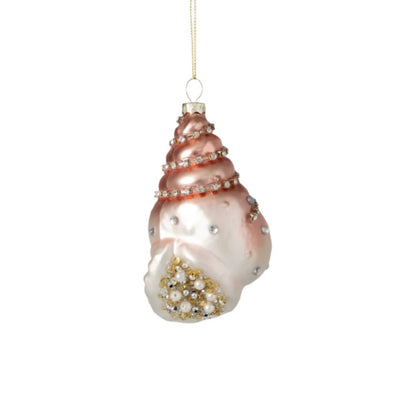 Conch Beaded Seashell Glass Ornament