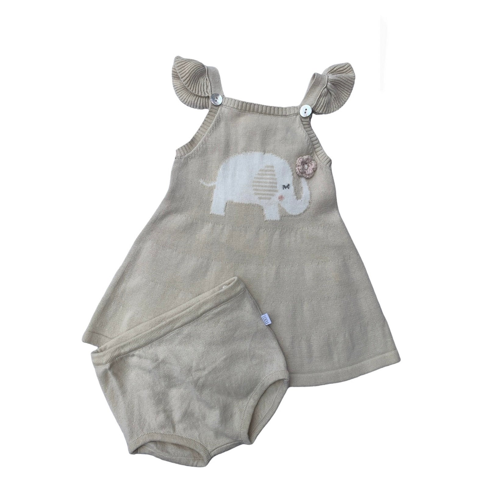 Elegant Baby Elephant Knit Dress Set | Le Petite Putti Canada