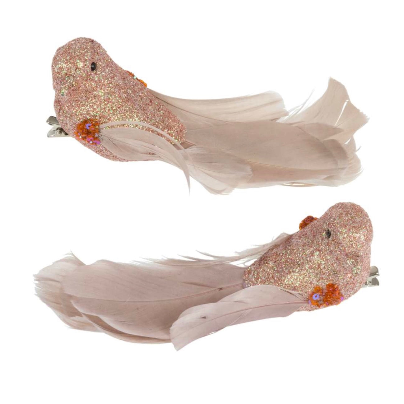 Blush Pink Glitter Feather Bird