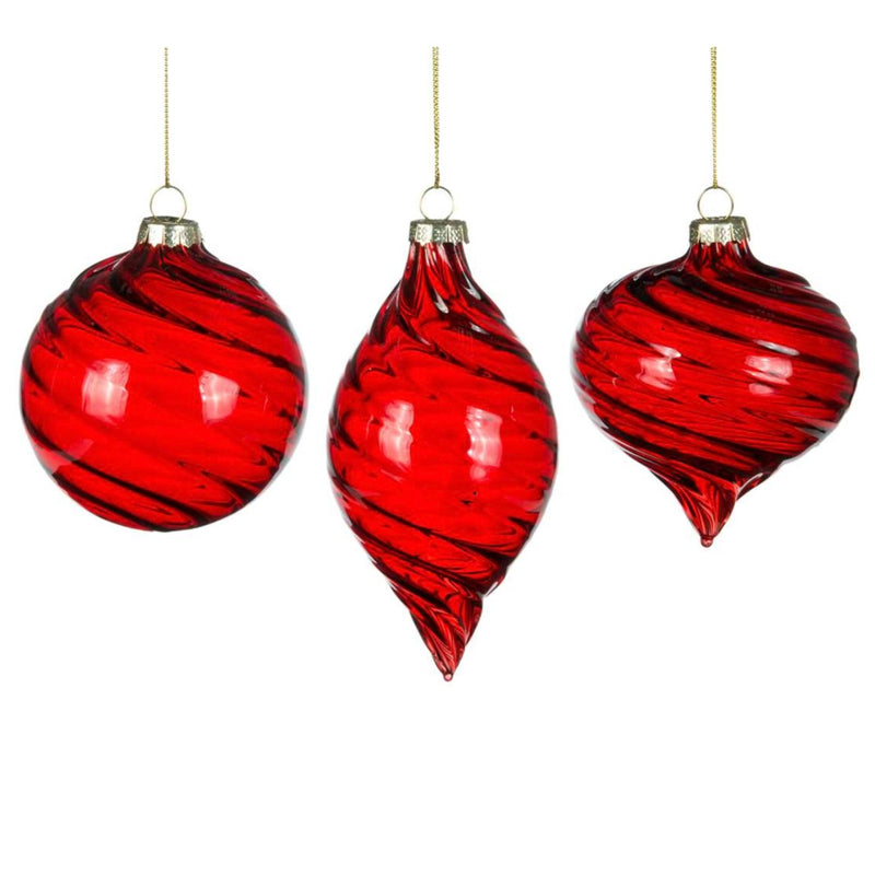 Red Swirl Glass Ornament