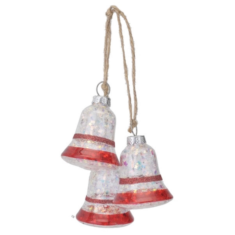 Red and White Glass Bell Swag Ornament