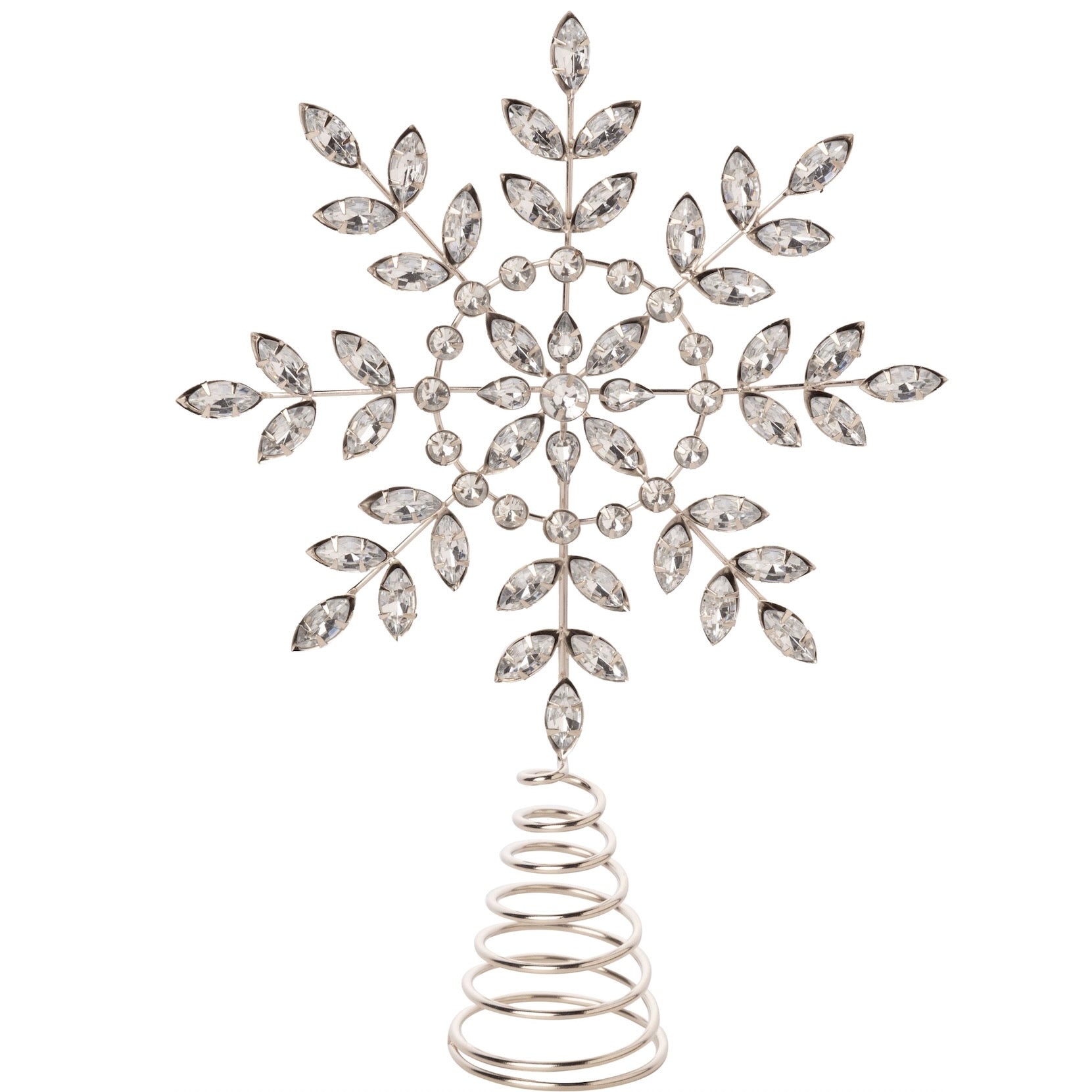 Silver Jewelled Snowflake Tree Topper | Putti Christmas Decorations