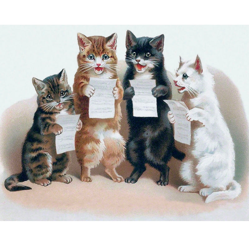 Musical Cats Glittered Little Vintage Greeting Card | Putti